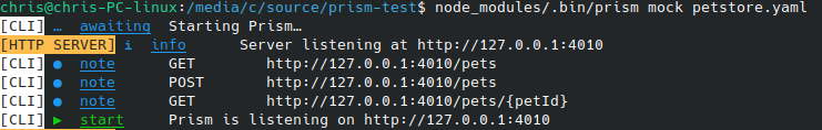 prism mocking stdout